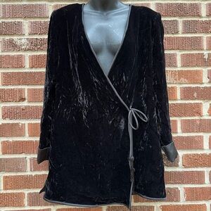 Oleg Cassini Black Tie Womens Rayon Black Vintage Wrap Tie Jacket Size 12